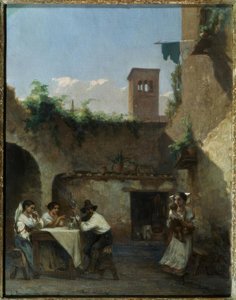 Rome, de taverne door Francois Louis David Bocion