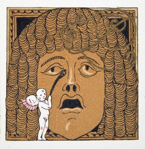 Neus gekieteld door Cupido, uit Personages de Comedie, pub. 1922 (pochoir print) door Francois Louis Schmied