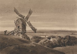 Landschap met een windmolen door Francois Louis Thomas Francia