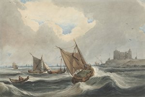 Schepen voor de haven van Vlissingen door Francois Louis Thomas Francia