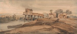De watermolen boven de brug bij Charenton
