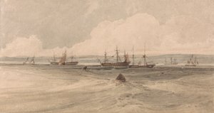 Uitzicht op Sheerness door Francois Louis Thomas Francia