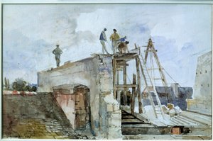 Bouwplaats gezien vanuit het Granet-raam bij het Instituut door Francois Marius Granet
