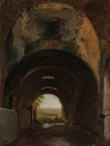 Uitzicht in de Stallen van de Villa van Maecenas, Tivoli door Francois Marius Granet