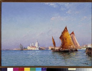 Topis in het bassin tegenover de kerk van de Salute in Venetië door Francois Nardi