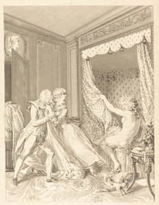 De onbescheiden door Francois Nicolas Barthelemy Dequevauviller after Antoine Borel