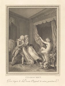 De onbescheiden door Francois Nicolas Barthelemy Dequevauviller after Antoine Borel