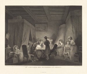 Het Slapen van de Modearbeiders door Francois Nicolas Barthelemy Dequevauviller after Nicolas Lavreince
