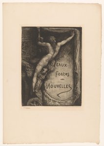 Titelprent met naakte vrouw die titel onthult door Francois Nicolas Chifflart