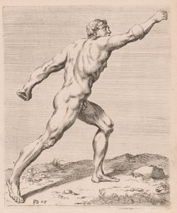 De Borghese Gladiator, zijaanzicht, naar rechts gedraaid [plaat 28] door Francois Perrier