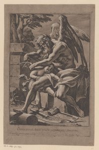 Tijd knipt de vleugels van Amor (Omnia vincit Amor, vincit mox tempus Amorem) door Francois Perrier