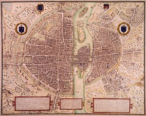 Kaart van de stad Parijs in 1540-1555 door Francois Roger de Gaignieres