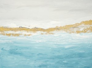 Abstracte zeegezicht in blauw en goud door Françoise Wattré