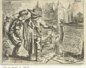 Man met bontmuts wordt aan zijn oor getrokken door Francoys Dancx