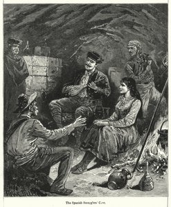 De grot van de Spaanse smokkelaars (gravure) door Frank (after) Feller