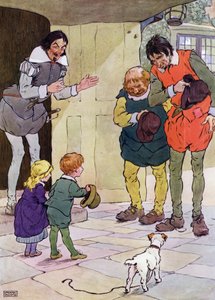 Illustratie voor De Kinderen in het Bos (kleur litho) door Frank Adams