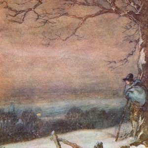 Illustratie voor The Scholar-Gipsy door Matthew Arnold (kleur litho) door Frank Adams