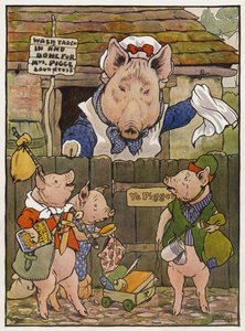 Illustratie voor De drie kleine biggetjes door Frank Adams