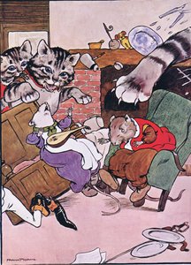 De Kat en haar kittens kwamen binnenrollen, illustratie uit 