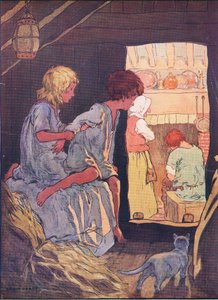 De kinderen konden niet slapen, uit Hans en Grietje gepubliceerd door Blackie & Son Limited, ca. 1940 door Frank Adams