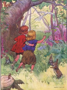 De kinderen waren verdwaald, uit Hans en Grietje gepubliceerd door Blackie & Son Limited, ca. 1940 door Frank Adams