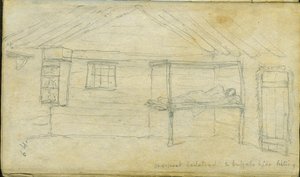 Eenpersoonsbed en buffelvel lijst, 1851