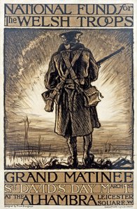 Poster ter promotie van een inzamelingsactie voor het Nationale Fonds voor de Welshe troepen, 1 maart, 1915 door Frank Brangwyn
