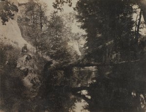 Landschap met Zittend Figuur aan de Oever van een Stroom door Frank Chauvassaignes