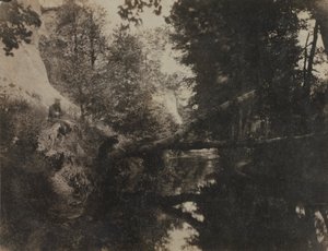 Landschap met Zittende Figuur aan de Oever van een Stroom, c. 1856 door Frank Chauvassaignes