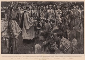 Aan de vooravond van de slag, de viering van de Heilige Communie op de Veldt