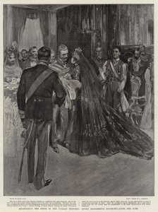 Registratie van de geboorte van de Italiaanse prinses, koningin Margherita feliciteert de koning door Frank Craig