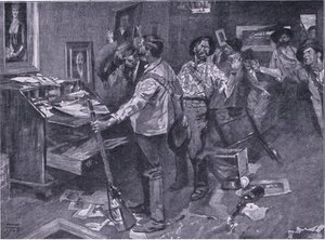 Gerespecteerd zelfs door vijanden: een incident van een Boerenaanval in Natal, illustratie uit Na Pretoria: De Guerrillaoorlog, 1902 door Frank Craig
