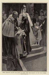 Hun Majesteiten verlaten het House of Lords na het voorlezen van de troonrede door Frank Craig