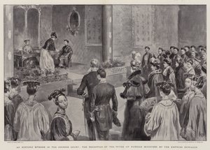 Een historische episode in het Chinese hof, de ontvangst van de echtgenotes van buitenlandse ministers door de keizerin-weduwe door Frank Dadd