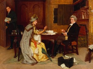 Overleg met haar advocaat, 1892 door Frank Dadd