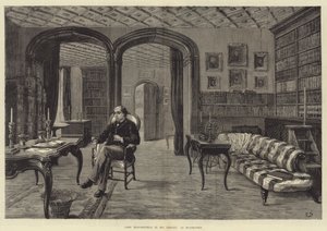Lord Beaconsfield in zijn Bibliotheek in Hughenden