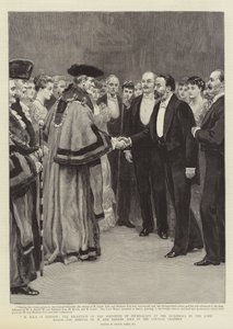 M Zola in Londen, de ontvangst van het Instituut van Journalisten in de Guildhall door de Lord Mayor, de aankomst van M en Madame Zola in de Raadzaal