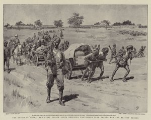 De Crisis in China, het Eerste Coolie Corps brengt Voorzieningen naar Peking voor de Britse Troepen