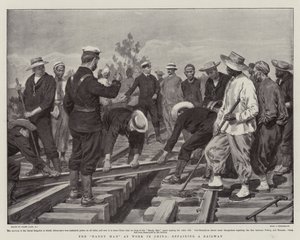 De Handige Man aan het Werk in China, reparatie van een Spoorweg