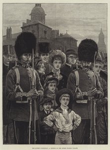 De Verjaardag van de Koningin, een Schets op de Horse Guards Parade door Frank Dadd