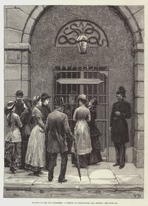 Wachten om de Gevangenen te Zien, een Schets in Kilmainham Gevangenis, Dublin