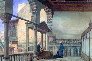 Loggia, zomerreceptie, Memlook Radnau Beys huis, Caïro, 1870
