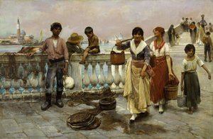 Waterdragers, Venetië, 1884 door Frank Duveneck