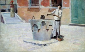 Italiaans Tafereel bij de Fontein, n.d. door Frank Edwin Scott