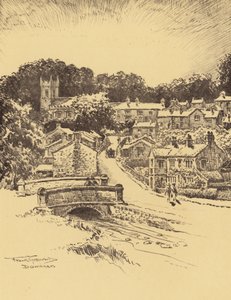 Downham Village (litho)
