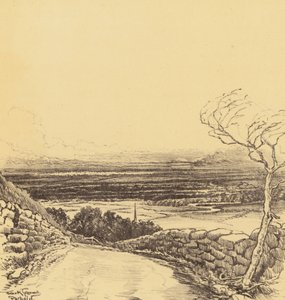 Uitzicht naar het westen vanuit Parbold (litho)