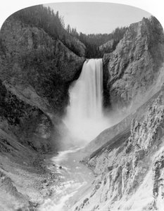Grote Watervallen van de Yellowstone, 360 voet, c.1883 (zwart-wit foto)