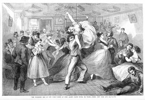 De Slechtste Man in New York, scène uit John Allans Dance House, 304 Water Street, New York City, uit Frank Leslies Illustrated Newspaper, 1868 door Frank Leslie