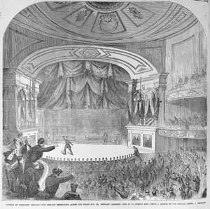 De moord op Abraham Lincoln (1809-65) in de loge van Ford