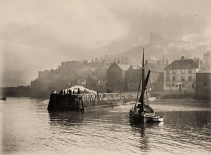 Uitzicht op de haven, Whitby, Noord-Yorkshire. 1884 (foto)